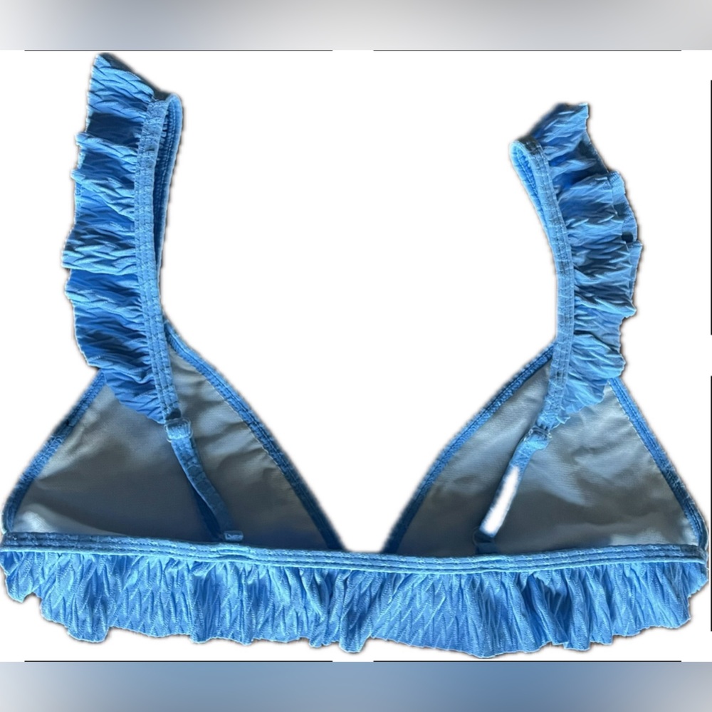 Nasty Gal Sky Blue Textured Bikini Set with adjustable straps. Women’s Size 8 - Picture 5 of 10